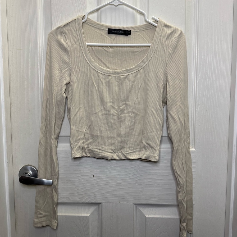 Cream Long Sleeve Top